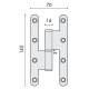 Paumelle double EXS 1.61, bouts ronds, droite, inox brossé