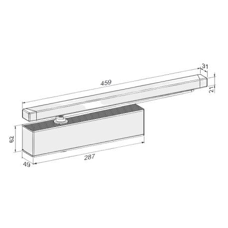 Ferme-porte EXS 610B-GS-H, capot 3 côtés inox, force 3-6, argent