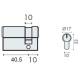 Demi cylindre européen EXS 3000 40.5x10 nickelé mat 3 clés
