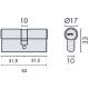 Cylindre européen EXS 4000 2 entrées 31.5x31.5 nickelé mat 3 clés