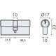 Cylindre européen EXS 3000 2 entrées 31.5x40.5 nickelé mat 3 clés